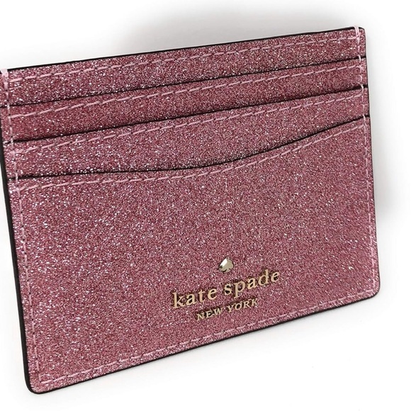 Kate Spade Pink Glitter Card Holder - Picture 1 of 7